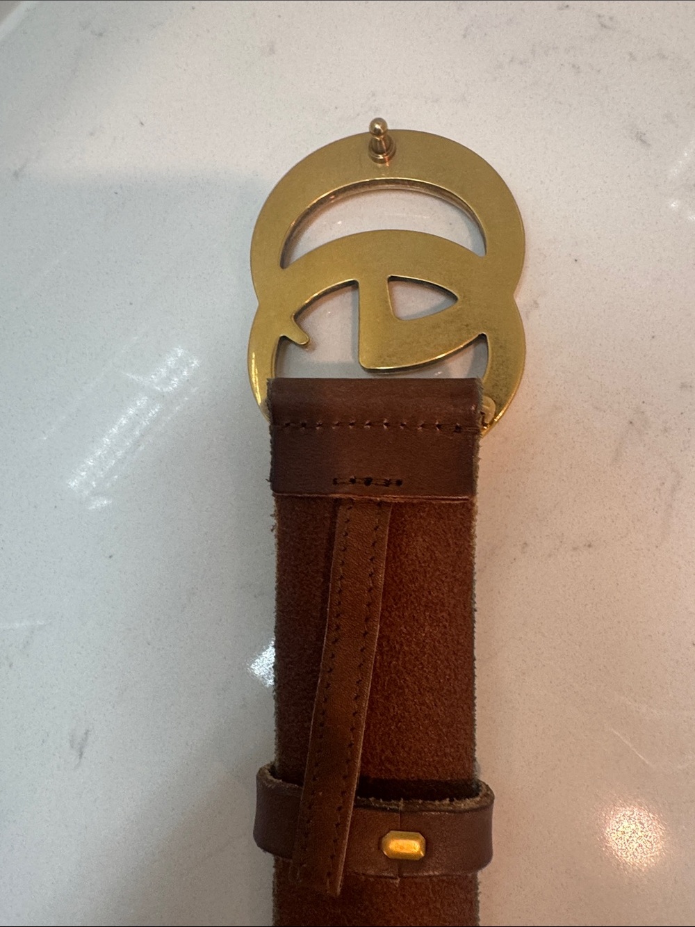 Gucci Brown Leather Belt with Gold Double G Buckle - Picture 4 of 14